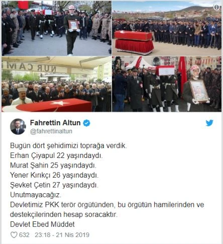 Fahrettin Altun: Devletimiz PKK terör örgütünden hesap soracaktır